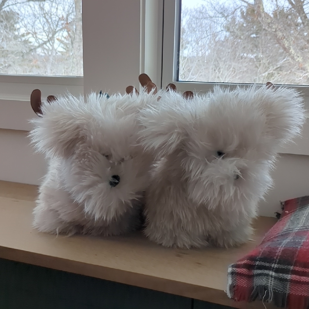 Set (2) Pottery Barn Plush White Pup Stuffed Animals - Picture 5 of 6